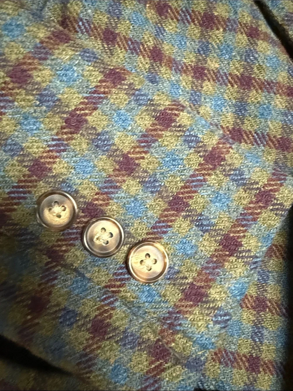 GAP Kids's Blue and Green Plaid Wool-Blend Blazer